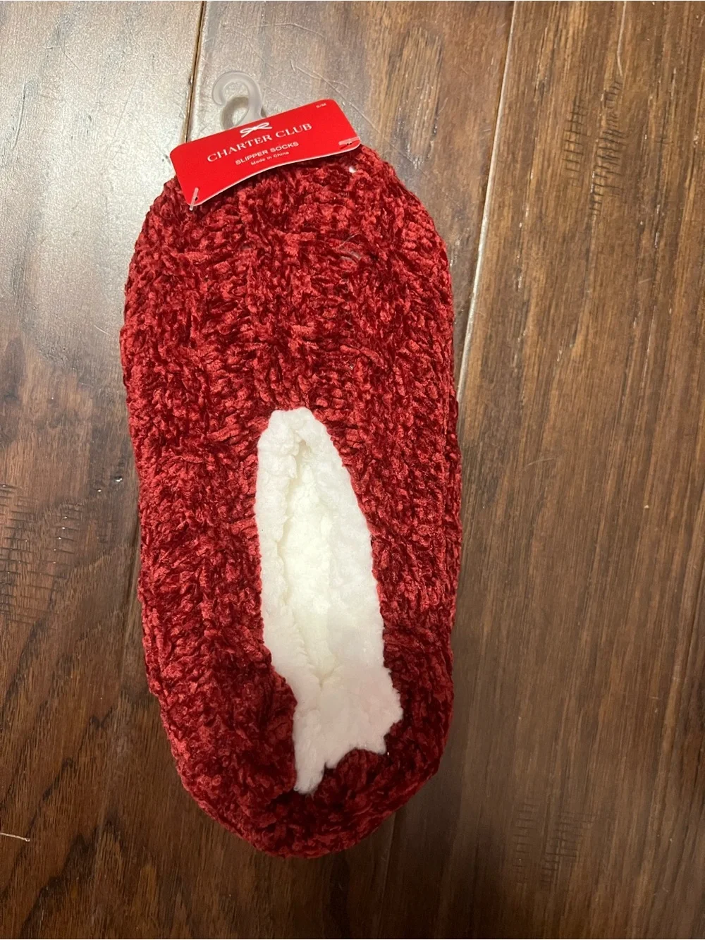 Charter Club Women's Cable Chenille Ped Slippers Size S/M Bright Rhubarb $20